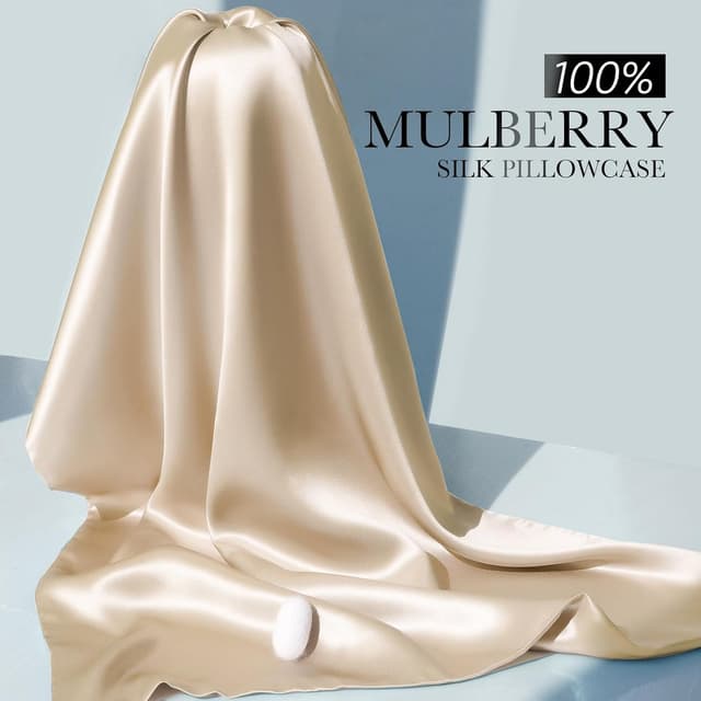 Detalle 2 de J JIMOO 100% Mulberry Silk Pillowcase (Queen 20×30) — Beige, 2-Pack, Both-Sided with Zipper