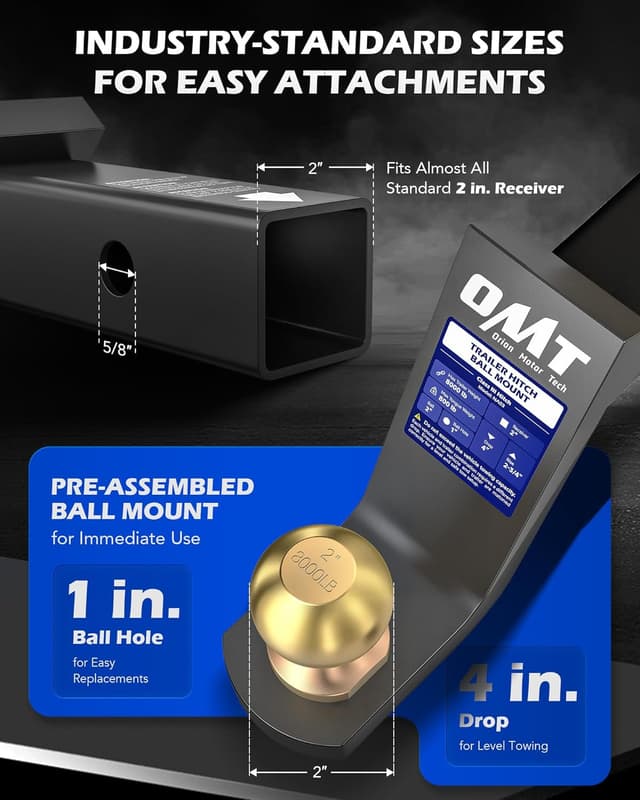 Thumbnail 3 de Orion Motor Tech Trailer Ball Mount 8000 lb