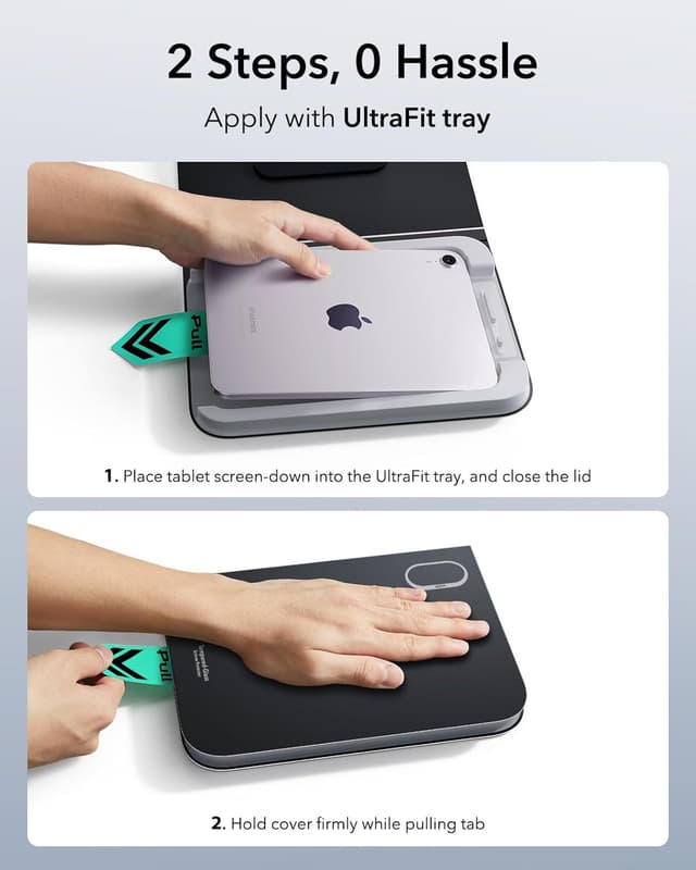 Detalle de ESR 2er-Set Panzerglas für iPad Mini 7 (2024) & Mini 6 (2021) – mit UltraFit-Ablage, 9H & blasenfreiem Aufbringen