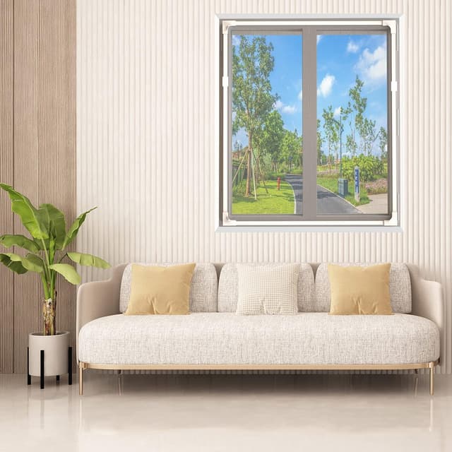 Thumbnail 6 de NeatiEase Adjustable DIY Magnetic Fly Screen for Windows (Max 90 x 140 cm) – White Frame, Grey Mesh