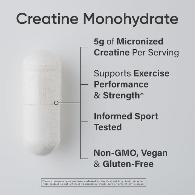 Detalle 2 de Sports Research Creatine Monohydrate Capsules (5g per serving) — non-GMO, vegan capsules for workout strength & recovery