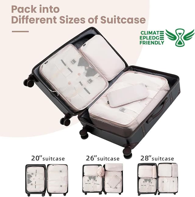 Thumbnail 6 de BAGAIL 10 Set Packing Cubes in Cream (Various Sizes)