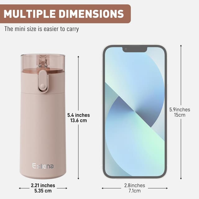 Detalle de Exllena Small Water Bottle 150ml with Straw (Small Flask) – Leak-Proof One-Hand Lid