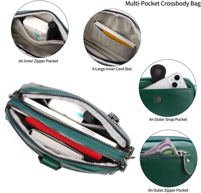 Detalle 2 de GAEKEAO small genuine leather crossbody bag with wristlet strap