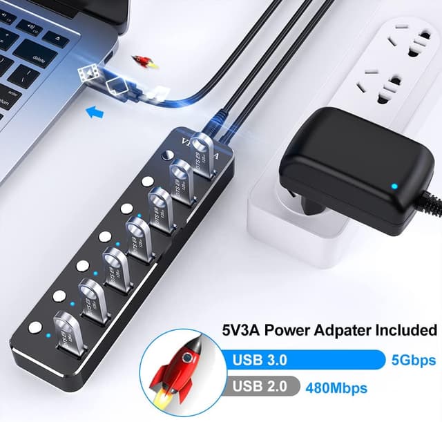 Thumbnail 1 de VKUSRA USB Hub 3.0 7 Ports