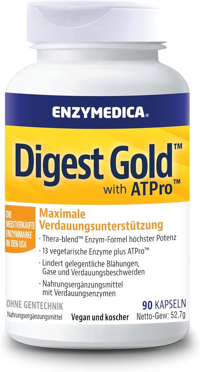 Detalle de Enzymedica Digest Gold – schnell wirkende Enzym-Formel gegen Blähungen (90 Kapseln)