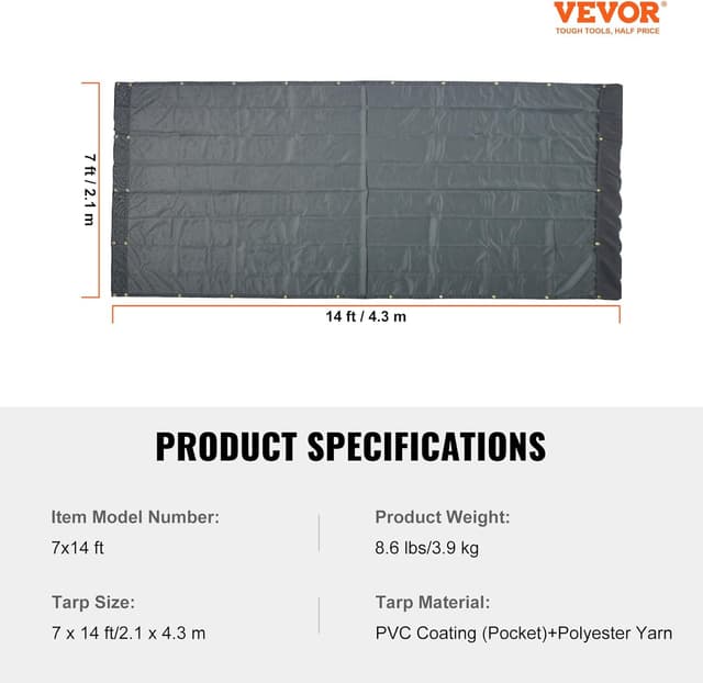 Thumbnail 6 de VEVOR Dump Truck Mesh Tarp 7x14 ft