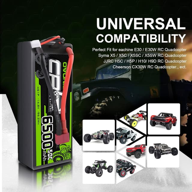 Detalle de OVONIC LiPo Akku 4S 14,8V 6.500 mAh 50C mit Deans T-Stecker (Hardcase, 1 Stück)