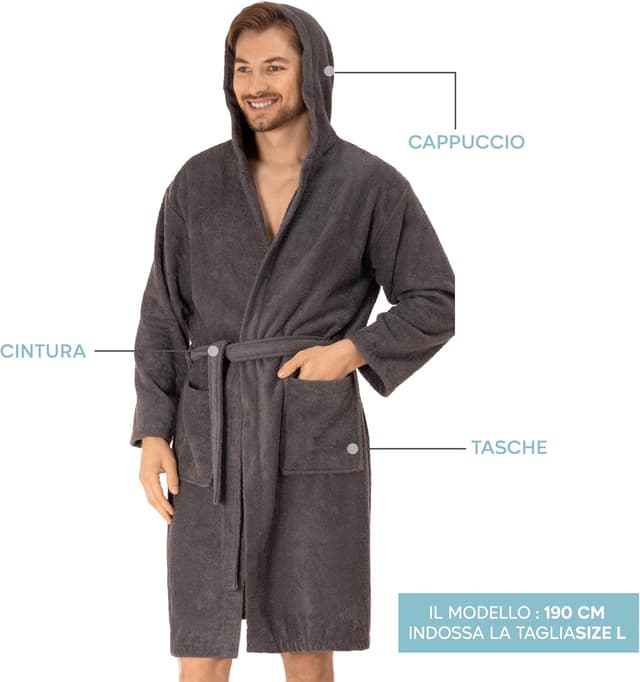 Thumbnail 2 de Twinzen Accappatoio Uomo 350 GSM in Cotone