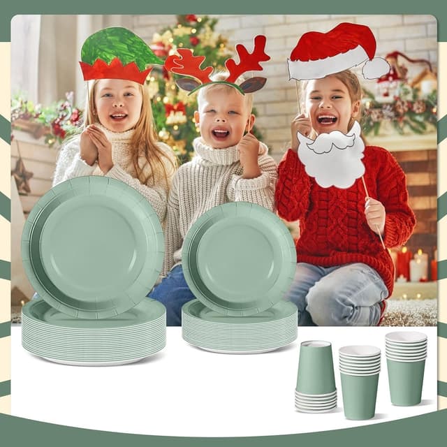 Thumbnail 5 de Nkaiso Grasgrün Partygeschirr 96-teilig