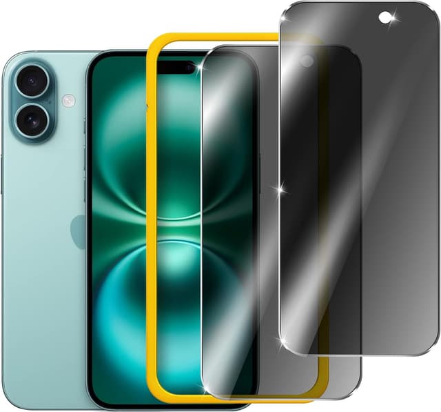 Detalle de iVoler Privacy Pellicola Protettiva per iPhone 15 Plus / iPhone 16 Plus 6,7" (Anti-Spy, vetro temperato 9H) con strumenti di installazione, 2 pezzi