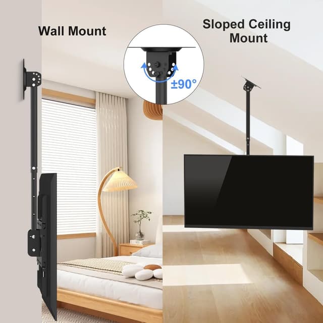 Detalle de Suptek supporto da soffitto per TV a parete, VESA fino a 600x400, schermi 37–75" e carico fino a 60 kg