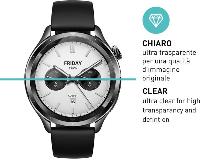 Detalle 2 de smartect Vetro Temperato (3 pezzi, Clear) per Xiaomi Watch S4: anti-graffio 9H