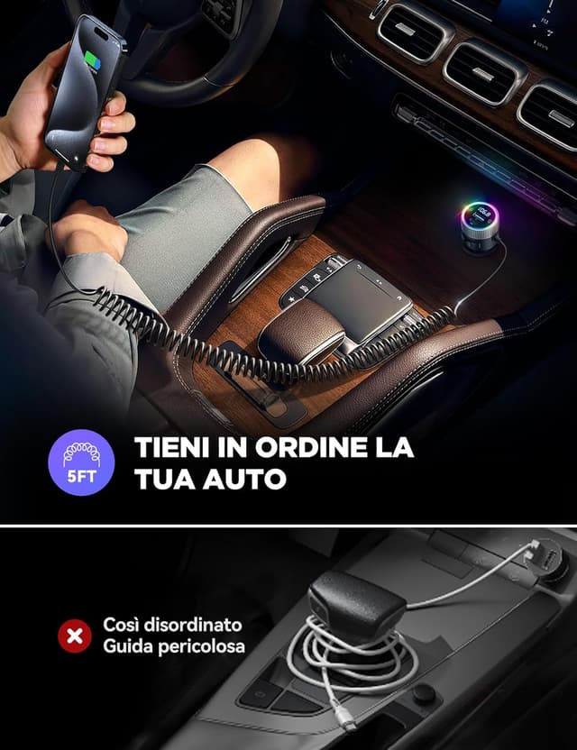 Thumbnail 4 de JOYROOM 2024 Trasmettitore Bluetooth 5.4 per auto 60W