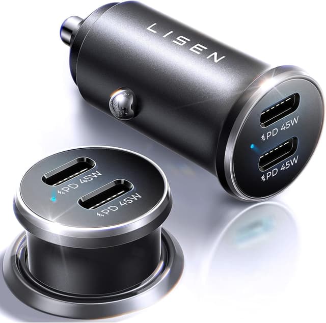 Detalle de LISEN 90W Cargador coche 45W+45W USB-C