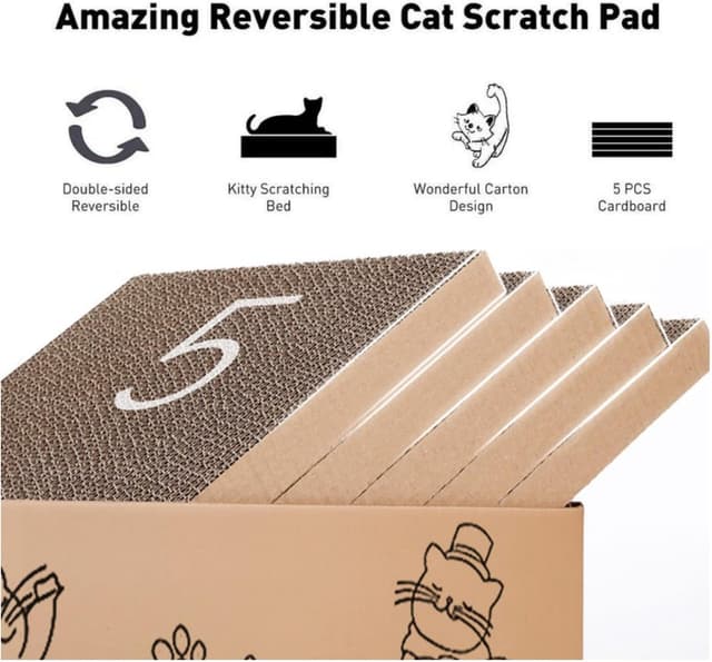 Detalle 2 de Cat Scratching Board with Box 42 x 26 cm 5 Layers Cat Scratcher