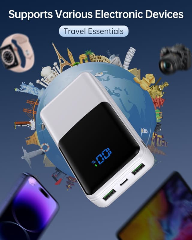 Thumbnail 6 de Coblob 27000mAh power bank with PD 3.0 fast charging, USB-C & micro inputs, 3 outputs (white)