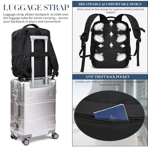 Thumbnail 6 de PUSLOM Mochila de cabina 40x20x25 cm (20L) con USB para portátil de 14 pulgadas y bolsillo antirrobo