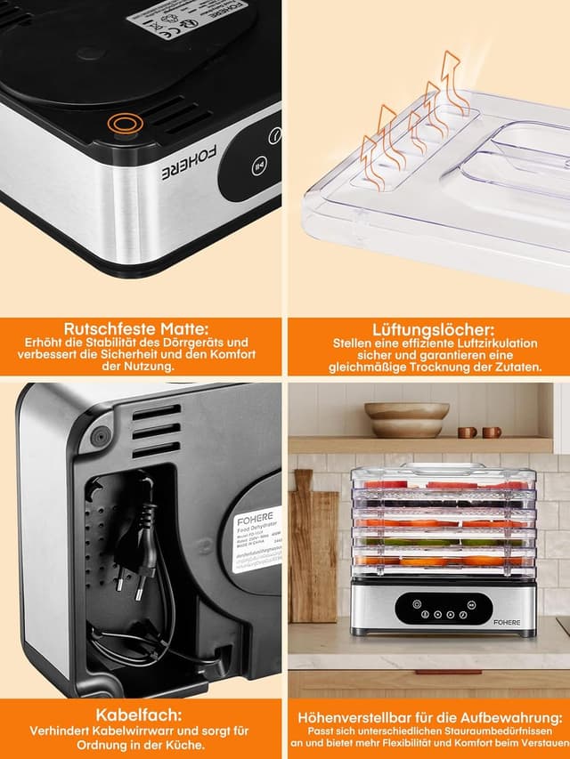 Thumbnail 6 de FOHERE Dörrautomat Edelstahl 5 Tabletts