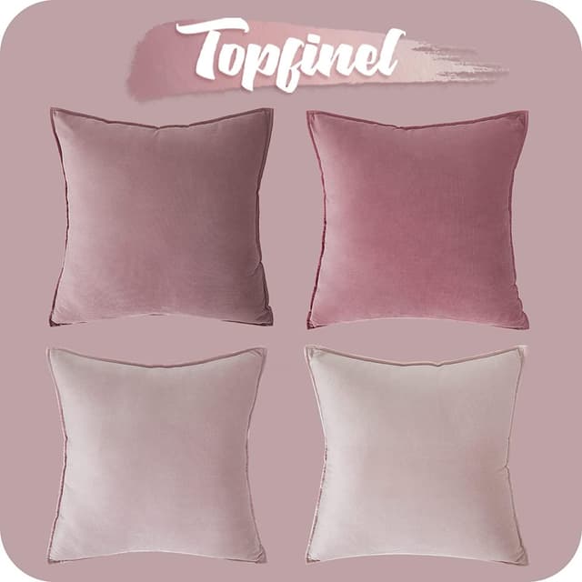 Thumbnail 7 de Topfinel Fundas Cojines Sofa 45x45 Rosa Terciopelo 🛋