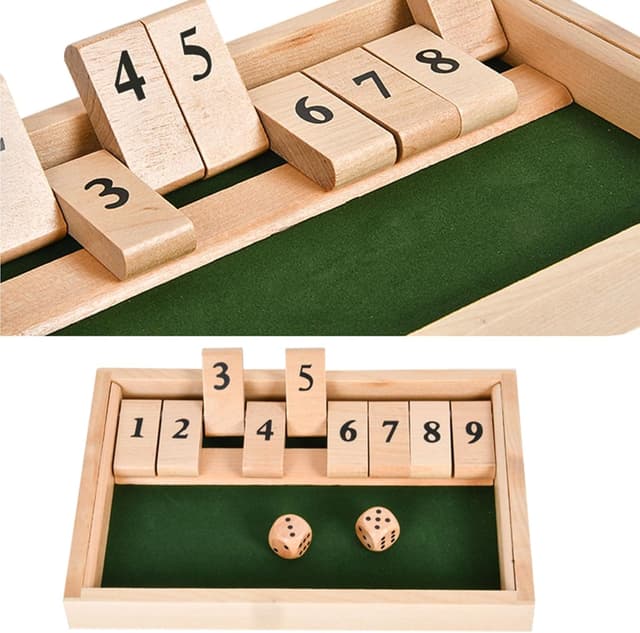 Detalle de EACHHAHA Shut The Box 9er – klassisches Holz-Würfelspiel für 2 Spieler