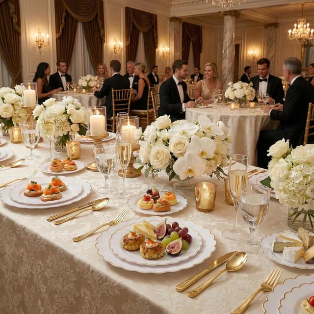 Detalle 2 de supernal 100pcs White and Gold Scalloped Plastic Plates (Flower-Petal Design)