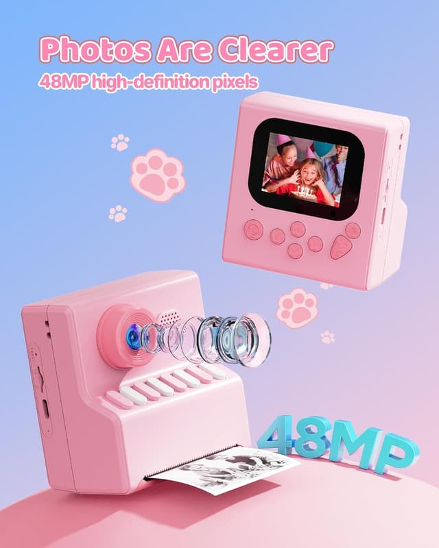 Detalle 1 de HODDRCCN Macchina fotografica istantanea bambini 1080P con SD 32 GB