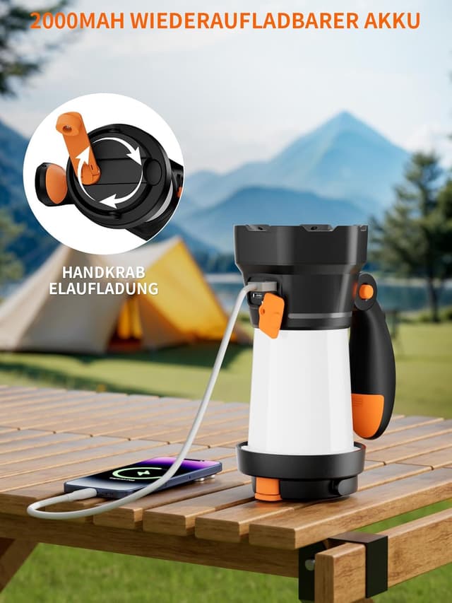 Detalle de K KASONIC 2-in-1 LED Campinglaterne mit Handkurbel und Notfallaufladefunktion