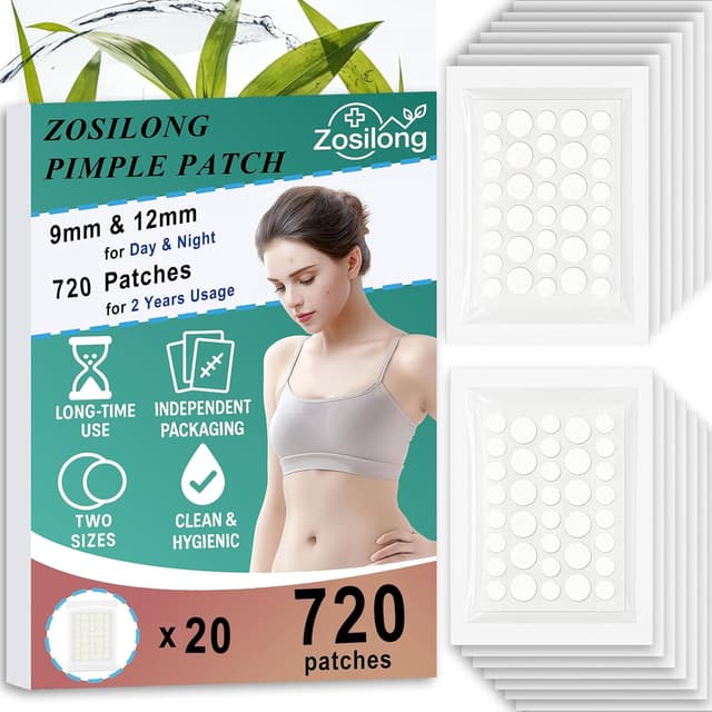 Detalle de Zosilong 720 unsichtbare Pickel-Patches – hautfreundliche Pimple Patches für Tag & Nacht