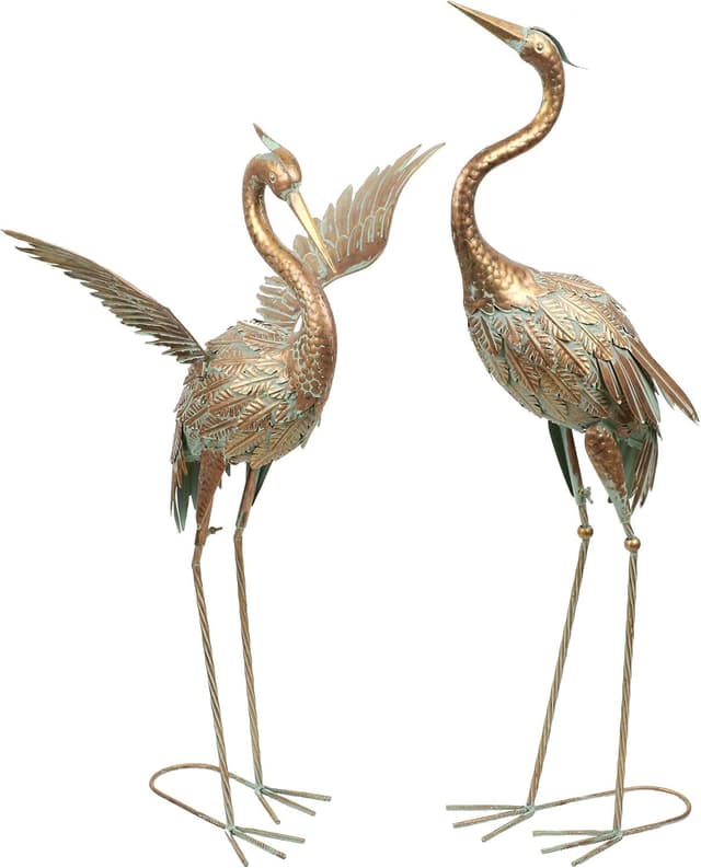 Thumbnail 6 de TERESA'S COLLECTIONS Large Garden Ornaments: 2pc Lifelike Metal Heron Statues for Outdoor Ponds (26 inch)