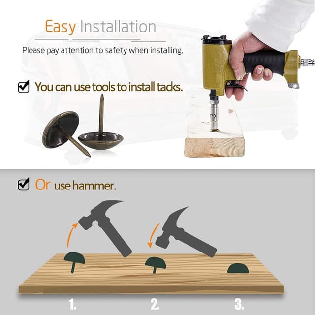 Detalle 2 de TA-VIGOR 50 Gold Upholstery Tacks (8 x 10mm) – Decorative metal thumb tacks for furniture & DIY