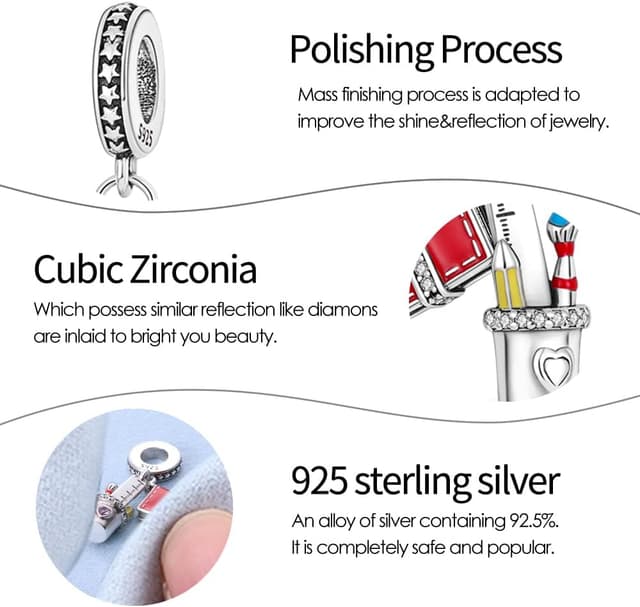 Detalle 2 de FLUFLO Charm-Anhänger Damen aus 925 Sterling Silber (Zirkonia) – passend für europäische Armband- und Ketten-Charm-Beads C03