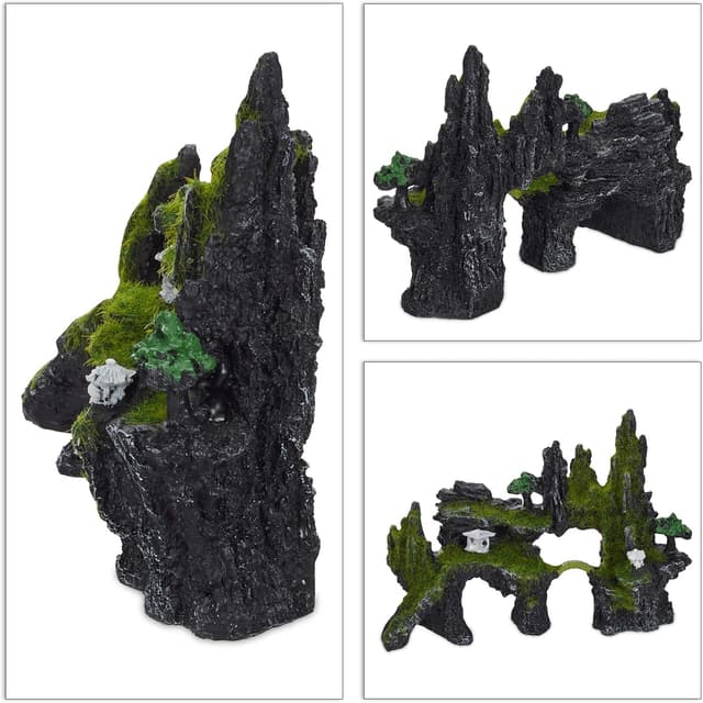 Detalle de Relaxdays Rocher déco d’Aquarium à l’aspect naturel (cachette japonaise), 17 x 23,5 cm