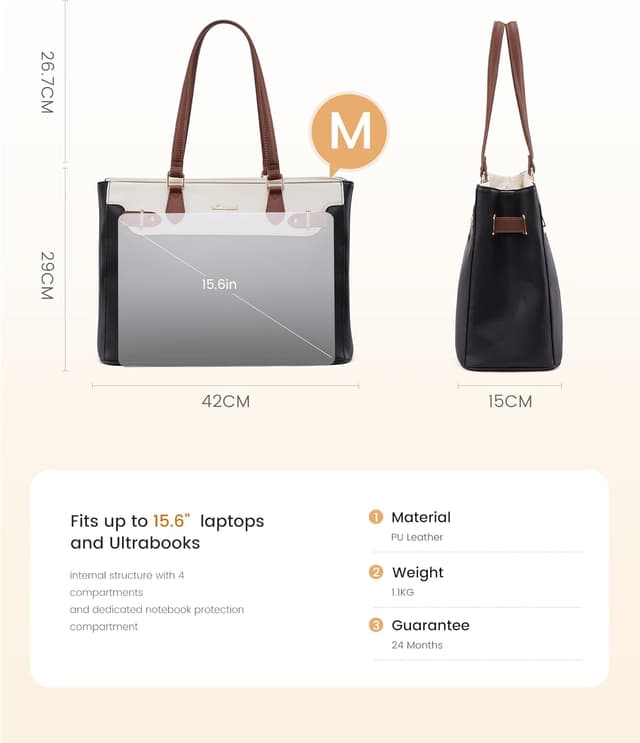 Detalle 2 de LOVEVOOK Handtasche Damen – Mittelgroße Shopper mit Laptopfach bis 15,6