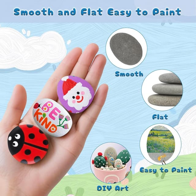 Detalle de Hisredsun Flache Steine zum Bemalen, 40 Stück