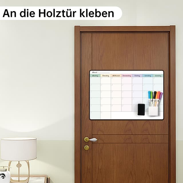 Detalle de MCCORL Whiteboard Monatsplaner/Wochenplaner (selbstklebend) 42×28 cm – abwischbar für Wand, Glas & Holz