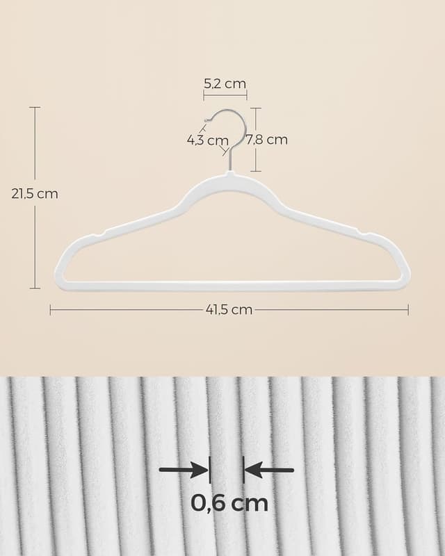 Detalle 2 de SONGMICS CRF026W20 Kleiderbügel Samt 20er Set