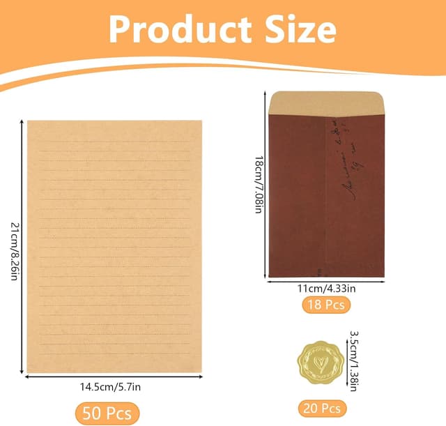Detalle 2 de 86-piece Vintage Letter Writing Paper & Envelopes Set (A5) with Wax Seal Stickers
