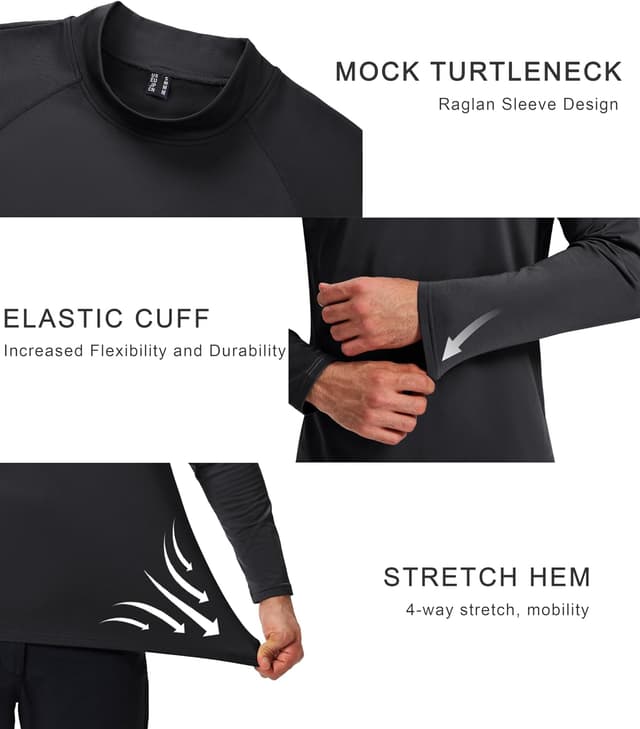 Detalle de Cavva men’s thermal shirt mock turtleneck long sleeve micro fleece base layer