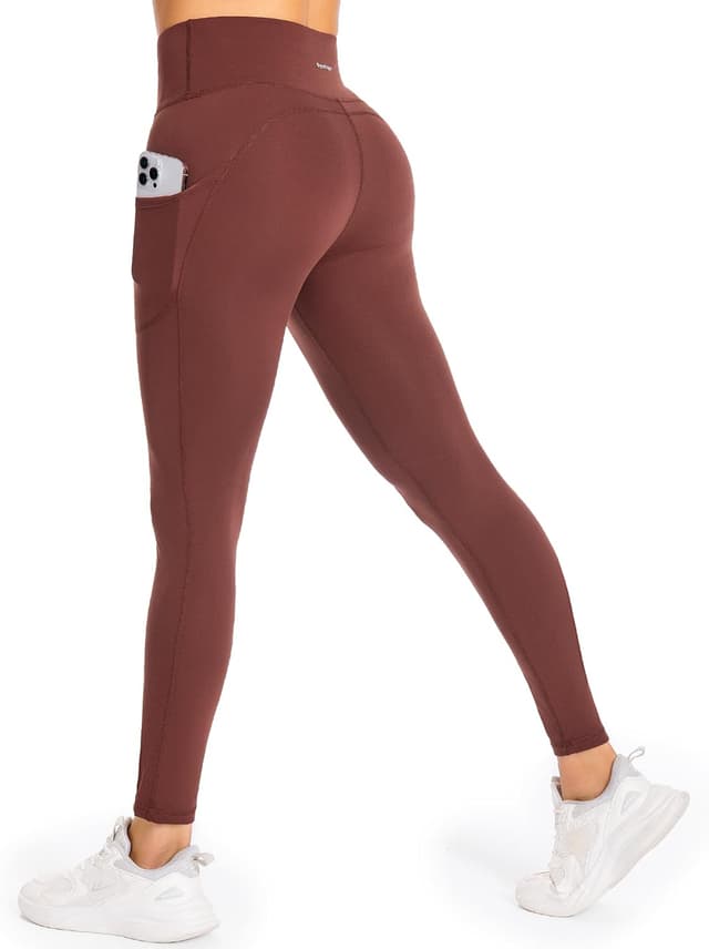 Detalle de GymCope women’s high-waisted yoga leggings with tummy control and pockets