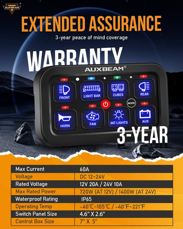 Thumbnail 6 de Auxbeam RA80 8 Gang RGB Switch Panel