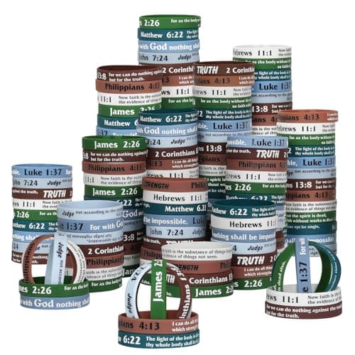 Detalle de LVNRIDS 140 Pulseras de Silicona con Versículos