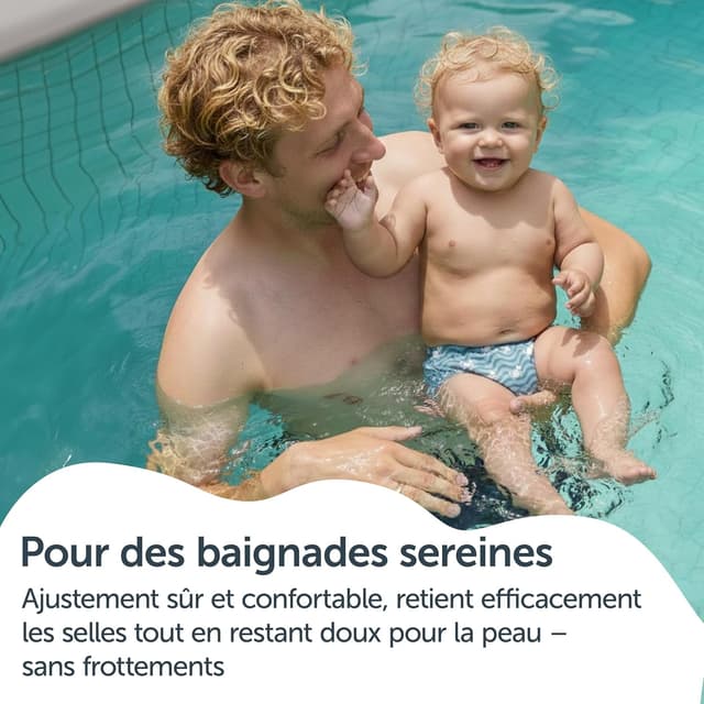 Detalle 2 de LaLoona couche de bain bébé réutilisable anti-fuite Oeko-Tex Standard 100 motif crabe vert (taille 86-92)