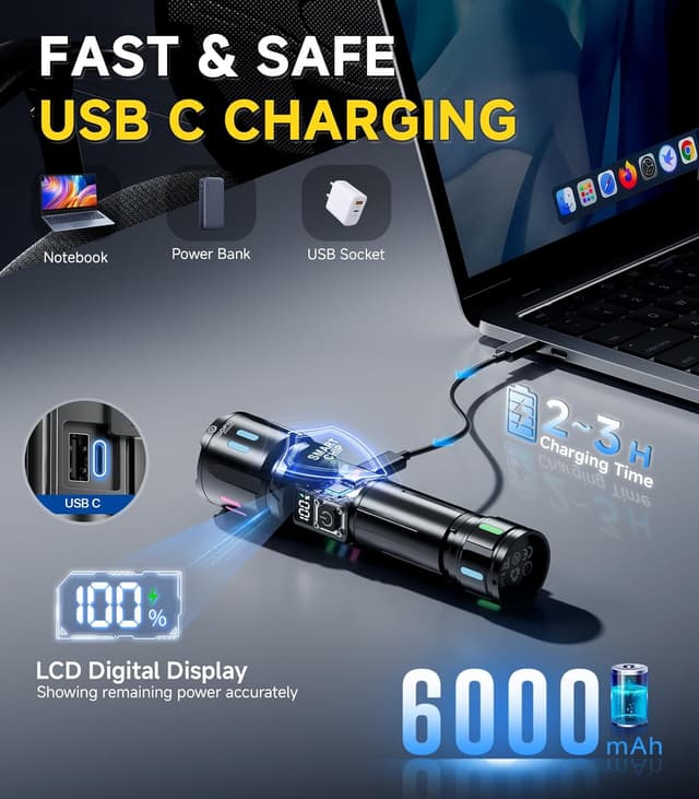 Detalle de Esgofo Taschenlampe LED 1000 m Reichweite