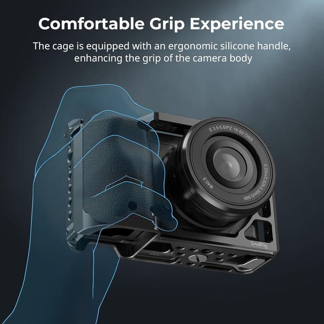 Detalle de SmallRig 3164B Vollkäfig mit Silikon-Handgriff für Sony Alpha 6100/6300/6400