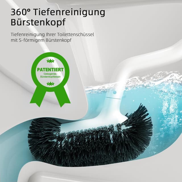 Detalle 2 de Ensemble brosse de toilette + support murale blanc (tête incurvée 360°) — Nettoyage en profondeur des WC