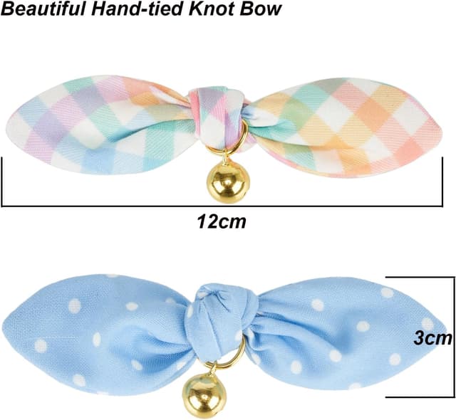 Detalle 2 de YUDOTE Soft Cotton Cat Collar (Pack of 2) with Removable Bowtie, Safety Quick Release Buckle & Bell