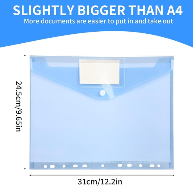 Detalle 2 de WQDD STANPET Cartelline portadocumenti A4 impermeabili – set da 8 con 11 fori e chiusura in velcro