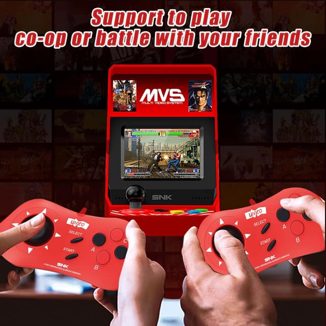 Detalle de UNICO MVS Mini Arcade con set di controller Rossi e 45 giochi SNK Neo Geo (cavo HDMI incluso)