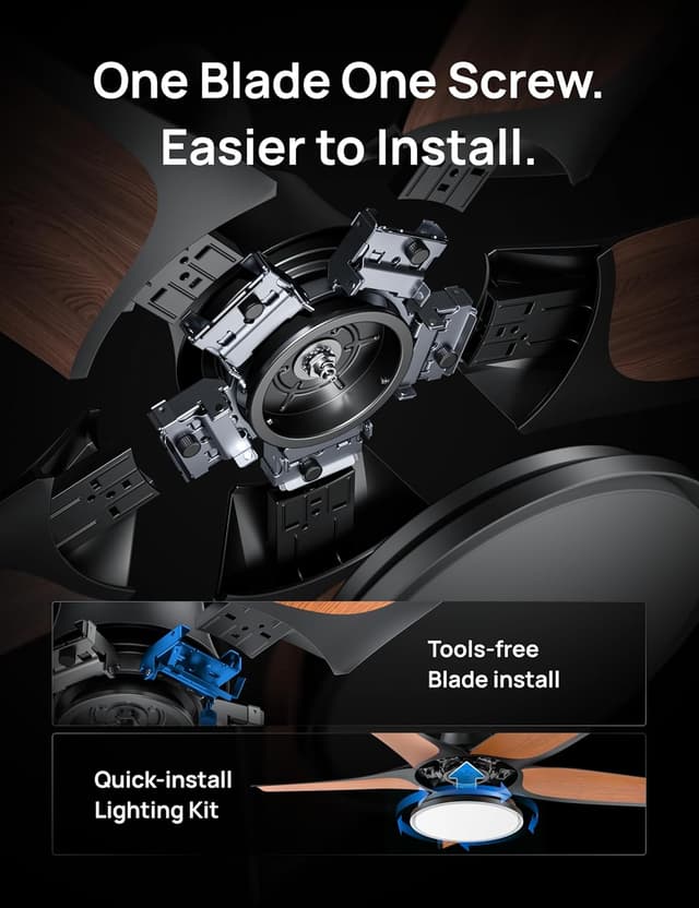 Thumbnail 6 de DREO Smart Ceiling Fan with Lights (Low Profile, 52in) with Alexa/App Control, Dimmable RGB Ambiance, Black